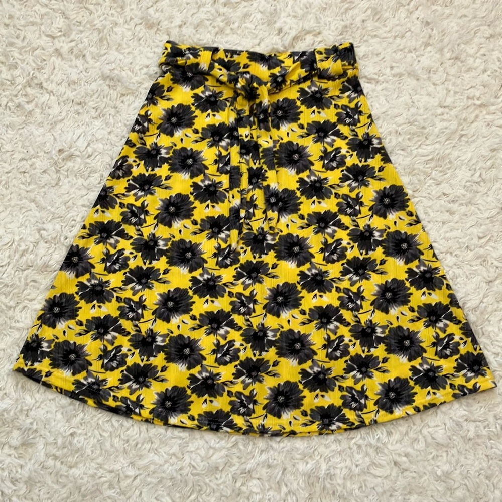 Floral Yellow and Black Skirt Rene Ricci Women’s